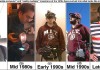 Self-portraits of Mann with wearable-computing gear from 1980s to 1990s.
